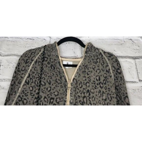 Sundry Ivory Leopard-print Long-Sleeved Women's Size 0 XS Hooded jacket - Picture 3 of 8